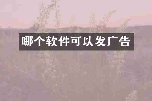 哪个软件可以发广告