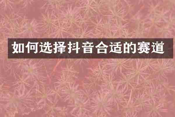 如何选择抖音合适的赛道