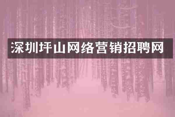 深圳坪山网络营销招聘网