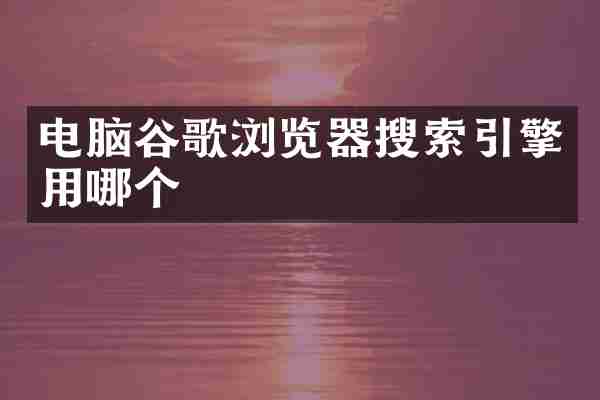 电脑谷歌浏览器搜索引擎用哪个