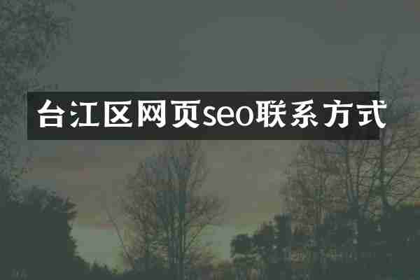 台江区网页seo联系方式