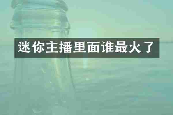 迷你主播里面谁最火了