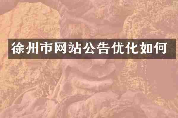 徐州市网站公告优化如何