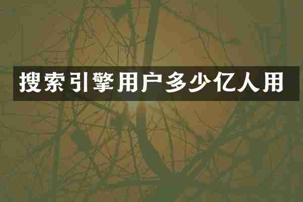 搜索引擎用户多少亿人用
