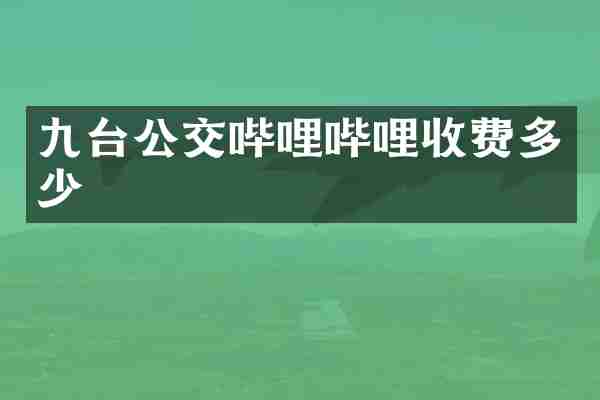 九台公交哔哩哔哩收费多少