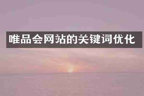 唯品会网站的关键词优化
