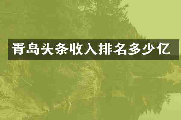 青岛头条收入排名多少亿