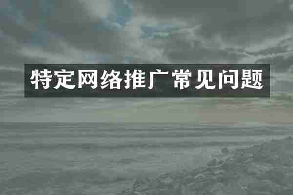 特定网络推广常见问题