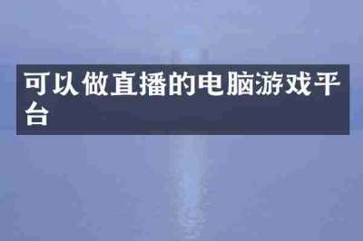 可以做直播的电脑游戏平台