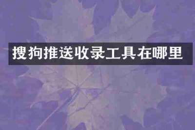 搜狗推送收录工具在哪里