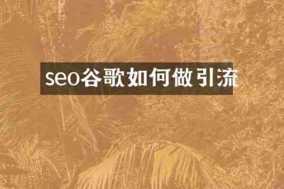 seo谷歌如何做引流