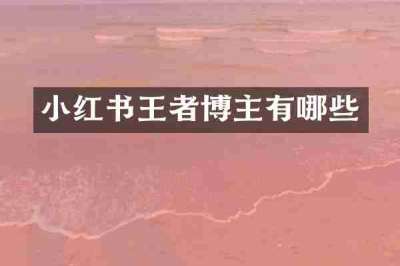 小红书王者博主有哪些