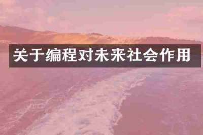 关于编程对未来社会作用