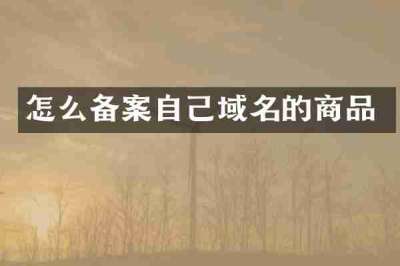 怎么备案自己域名的商品