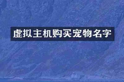 虚拟主机购买宠物名字