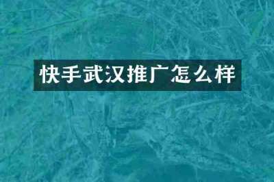 快手武汉推广怎么样