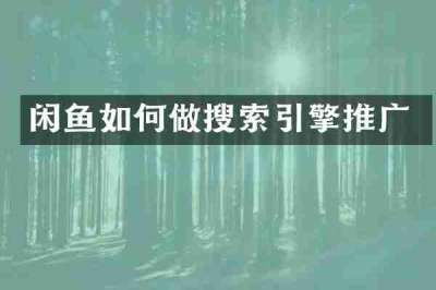 闲鱼如何做搜索引擎推广