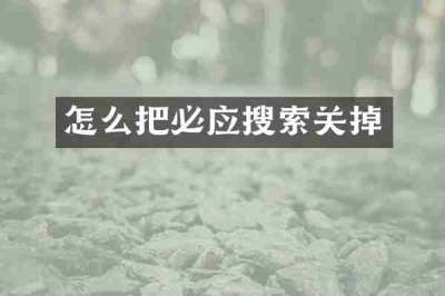 怎么把必应搜索关掉