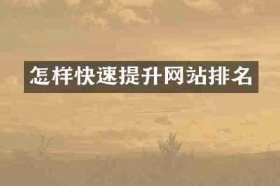 怎样快速提升网站排名