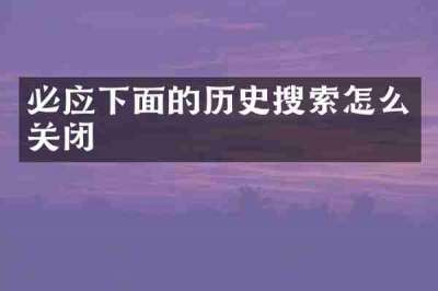 必应下面的历史搜索怎么关闭
