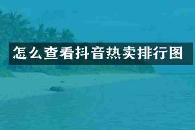 怎么查看抖音热卖排行图