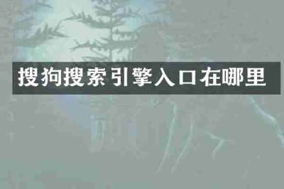 搜狗搜索引擎入口在哪里