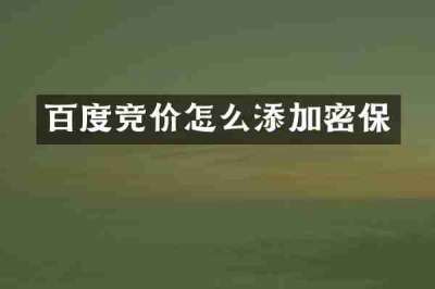 百度竞价怎么添加密保