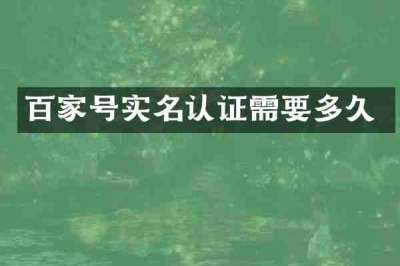 百家号实名认证需要多久