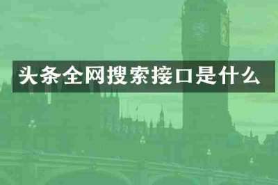 头条全网搜索接口是什么