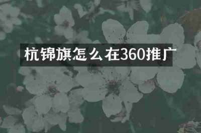 杭锦旗怎么在360推广