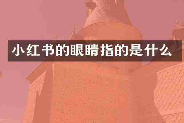小红书的眼睛指的是什么