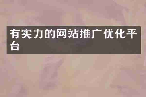 有实力的网站推广优化平台