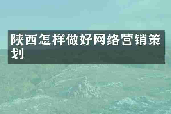 陕西怎样做好网络营销策划