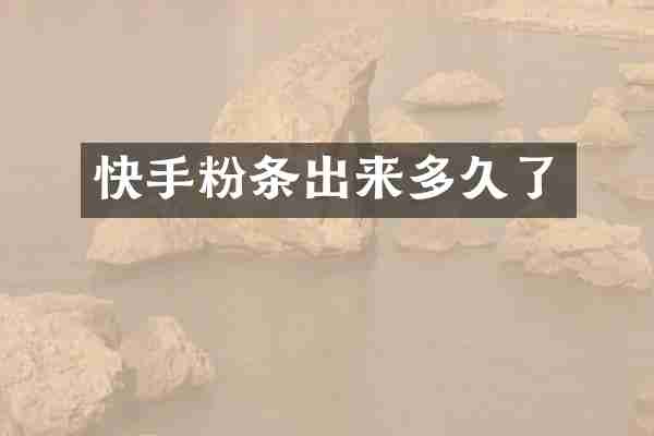 快手粉条出来多久了