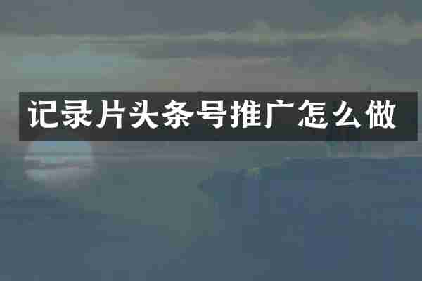 记录片头条号推广怎么做