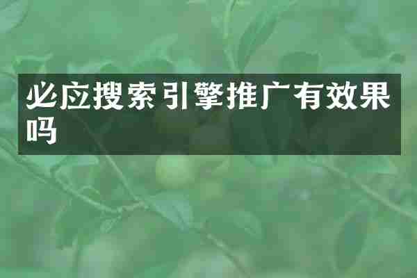 必应搜索引擎推广有效果吗