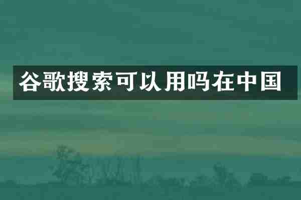 谷歌搜索可以用吗在中国