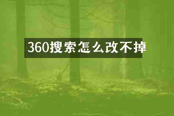 360搜索怎么改不掉