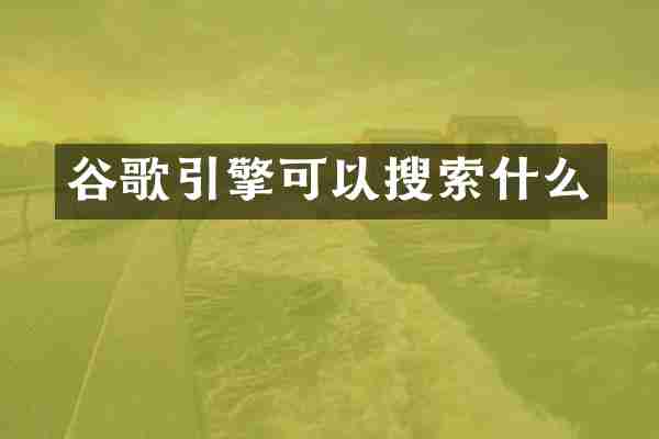谷歌引擎可以搜索什么