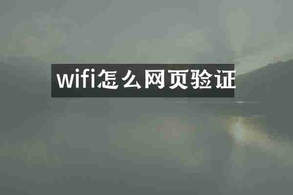 wifi怎么网页验证