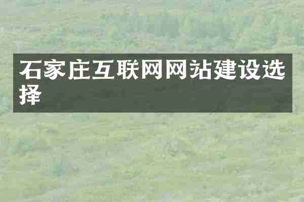 石家庄互联网网站建设选择