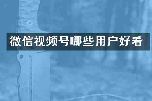 微信视频号哪些用户好看