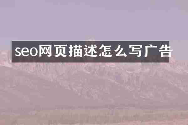 seo网页描述怎么写广告