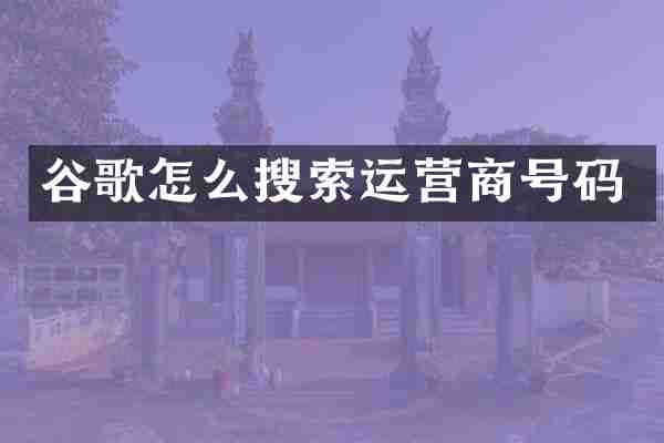 谷歌怎么搜索运营商号码