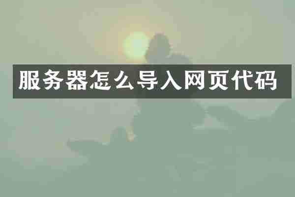 服务器怎么导入网页代码