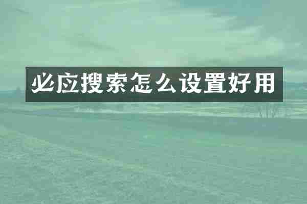 必应搜索怎么设置好用