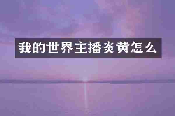 我的世界主播炎黄怎么