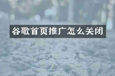 谷歌首页推广怎么关闭