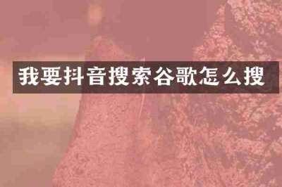 我要抖音搜索谷歌怎么搜