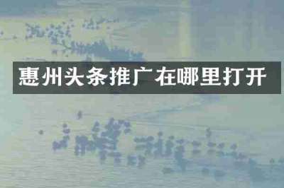 惠州头条推广在哪里打开